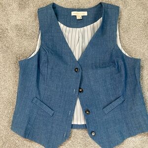 Monteau Denim Blue Vest with Striped Lining